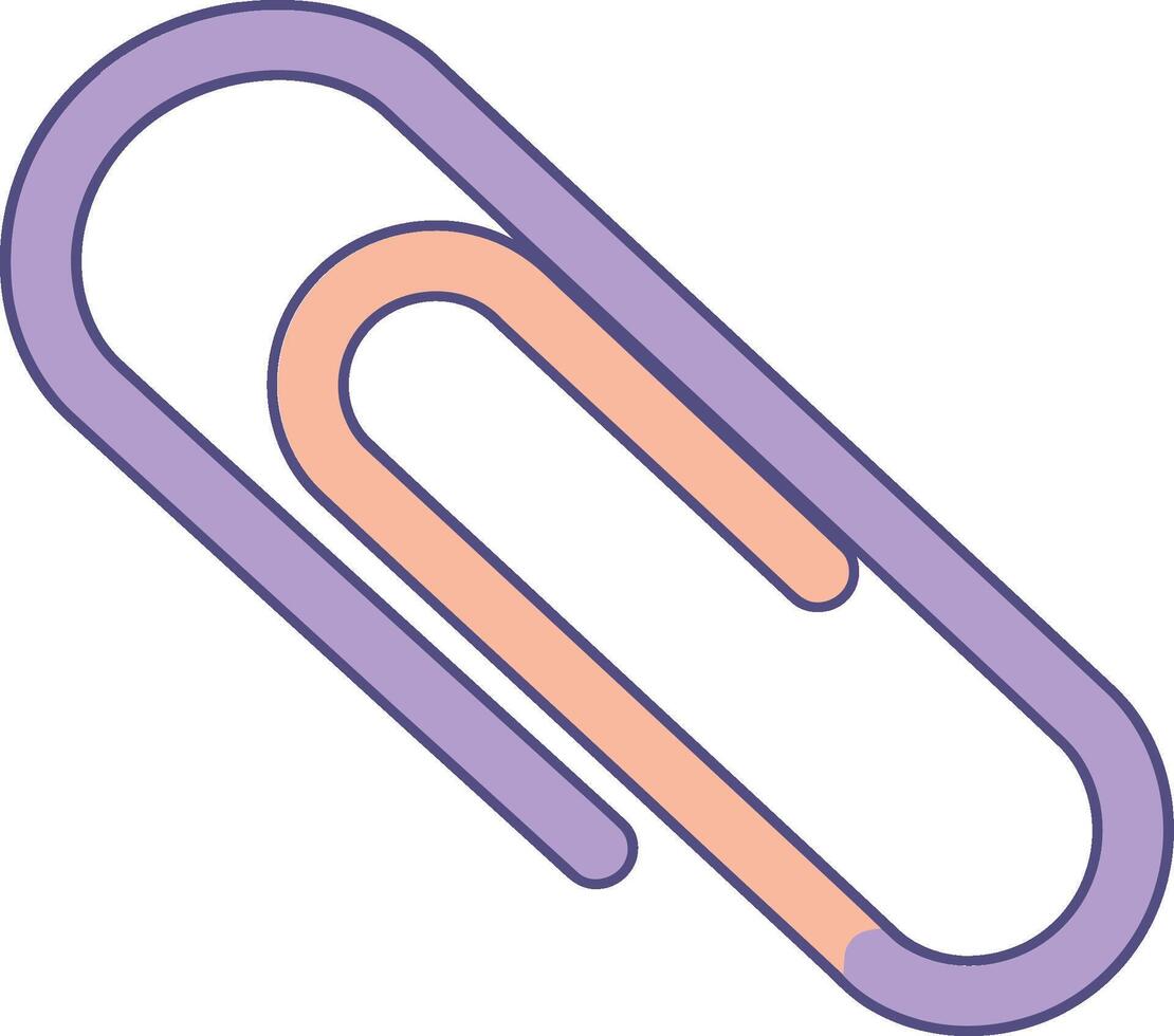 Purple and Peach Paperclip Icon on White Background Illustration for Office and Stationery Use vector