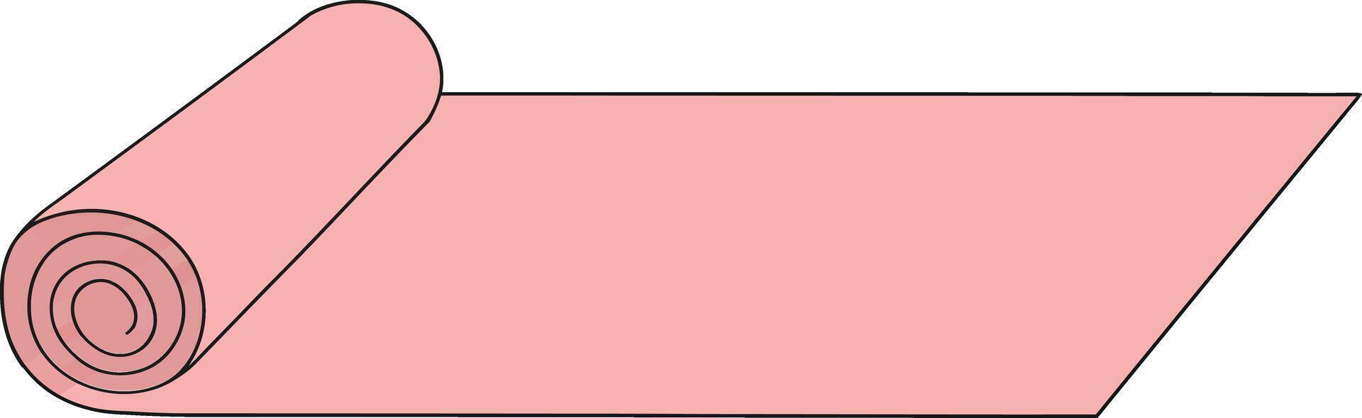 Pink yoga mat rolled out on white background for fitness and exercise workouts at home or gym vector