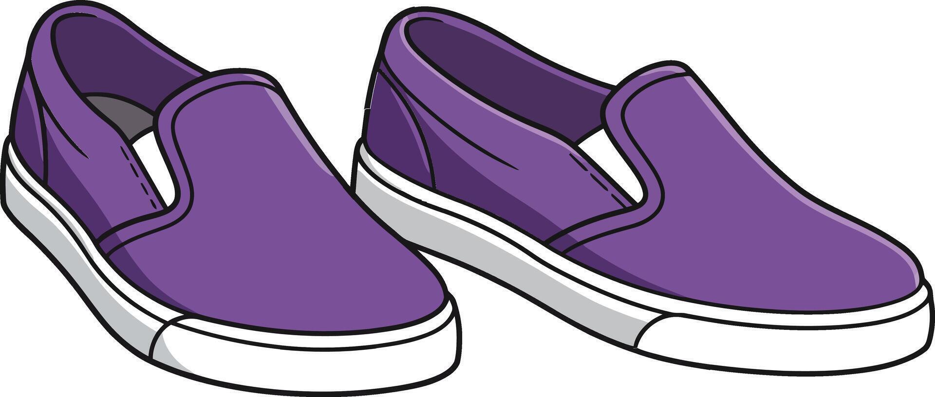 Purple casual slip-on shoes with white soles comfortable fashion footwear illustration vector