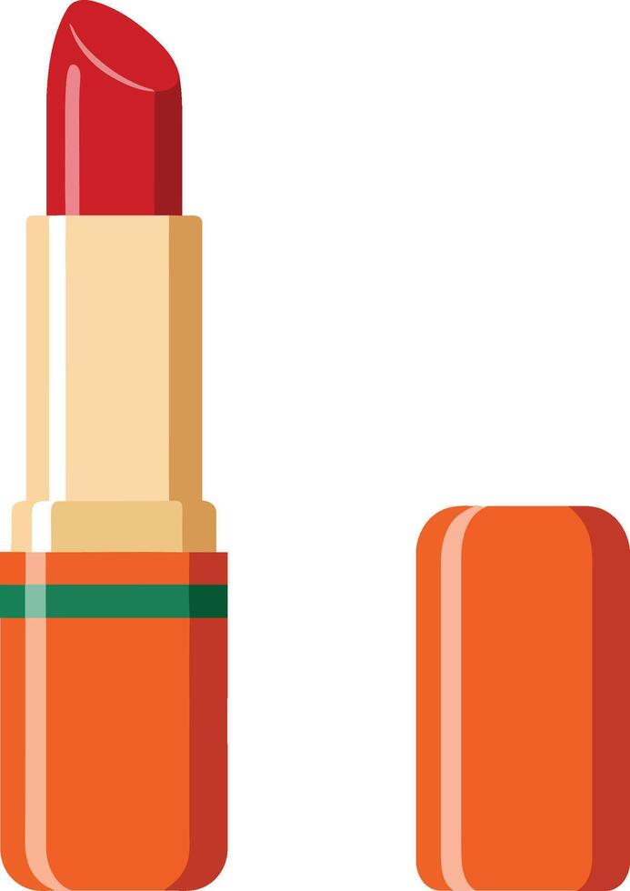 Red lipstick tube with orange case isolated on white background illustration for beauty and cosmetic design vector