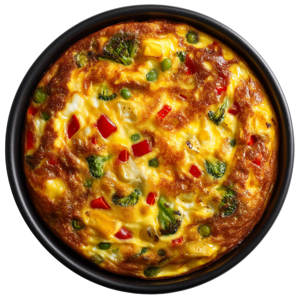 Delicious quiche with vegetables recipe food dish for breakfast lunch isolated on transprint background png