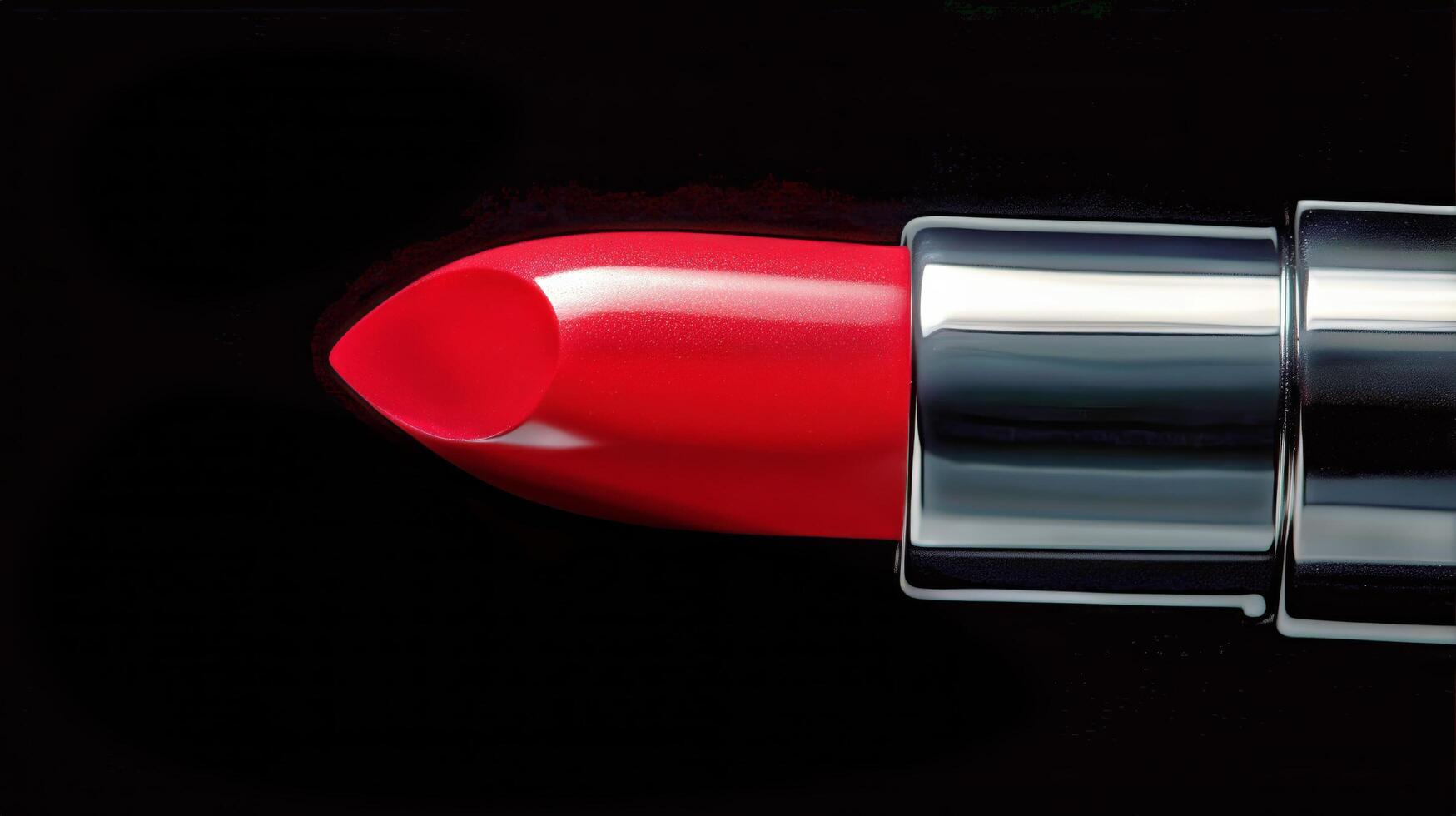 Vibrant Red Lipstick on Display in a Dark Setting Showcasing Beauty and Glamour. photo