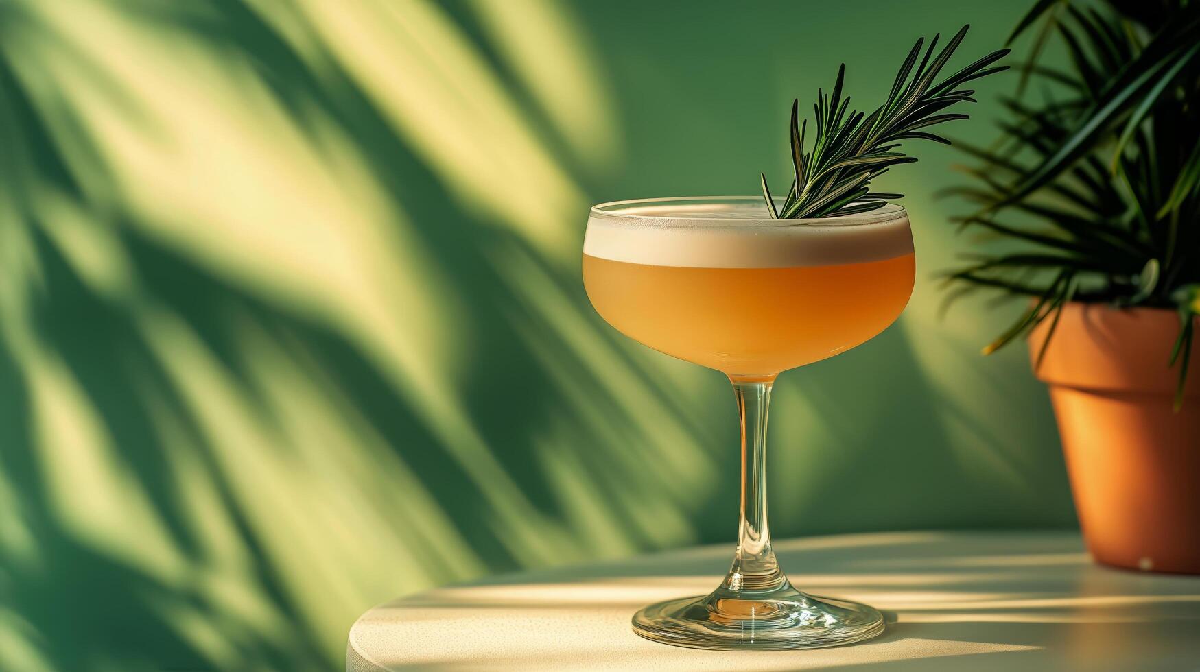 Refreshing Cocktail Garnished With Rosemary in a Relaxed Indoor Setting photo