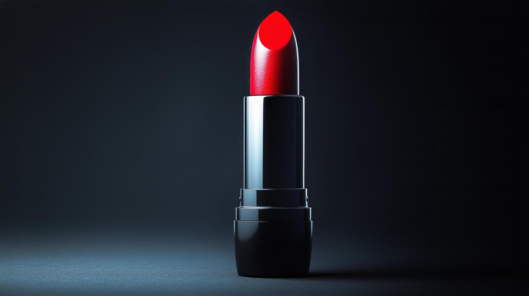 Vibrant Red Lipstick on Display in a Dark Setting Showcasing Beauty and Glamour photo