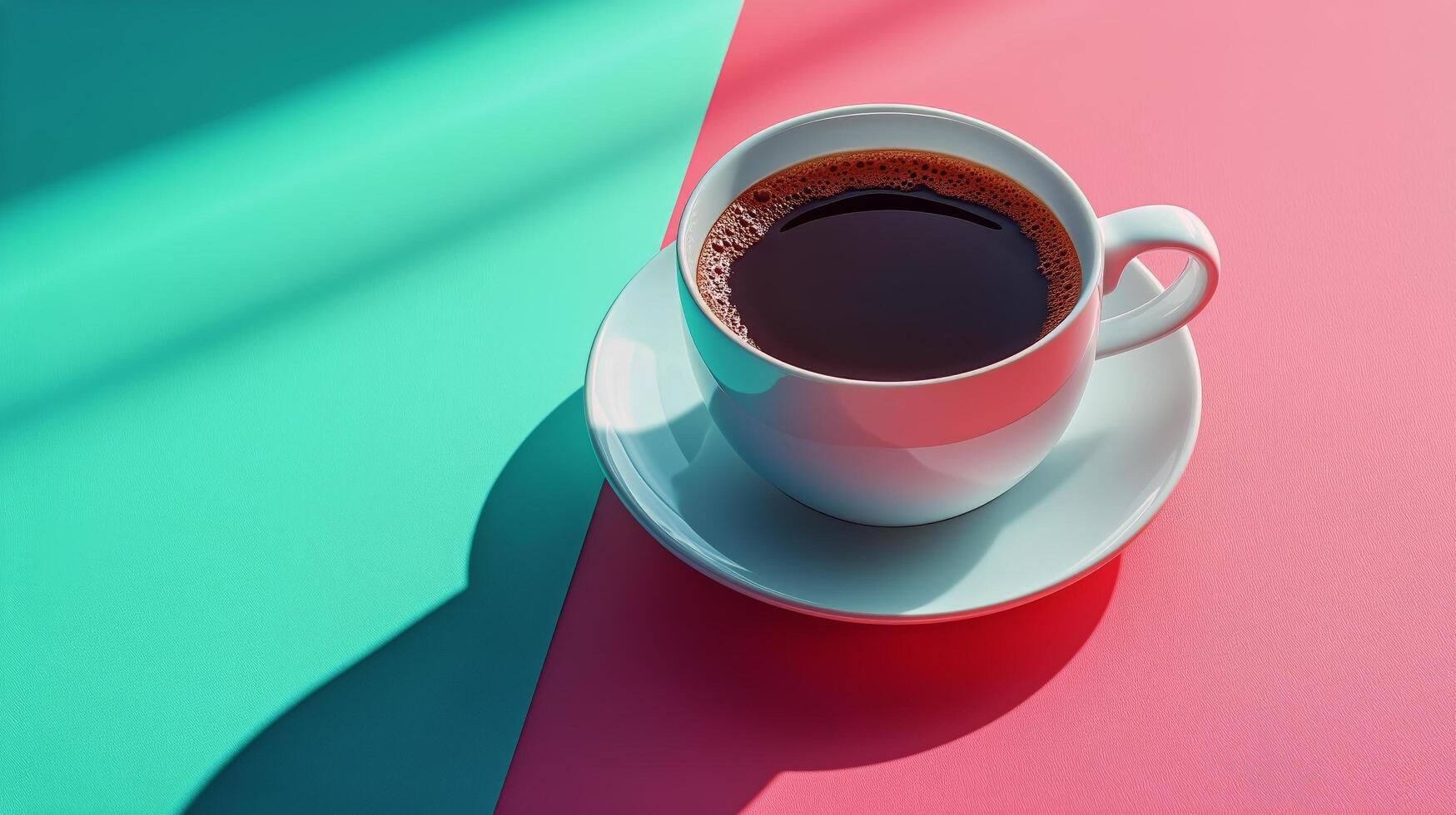 Coffee Cup Placed on a Vibrant Backdrop With Contrasting Colors in a Bright Setting photo