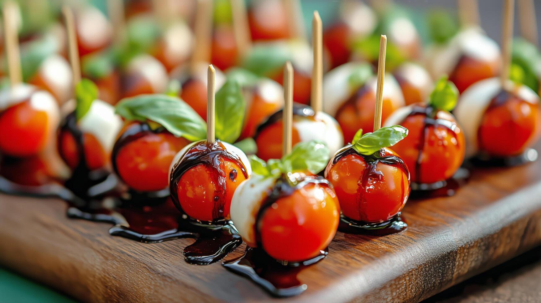 Caprese skewers with tomatoes and mozzarella photo