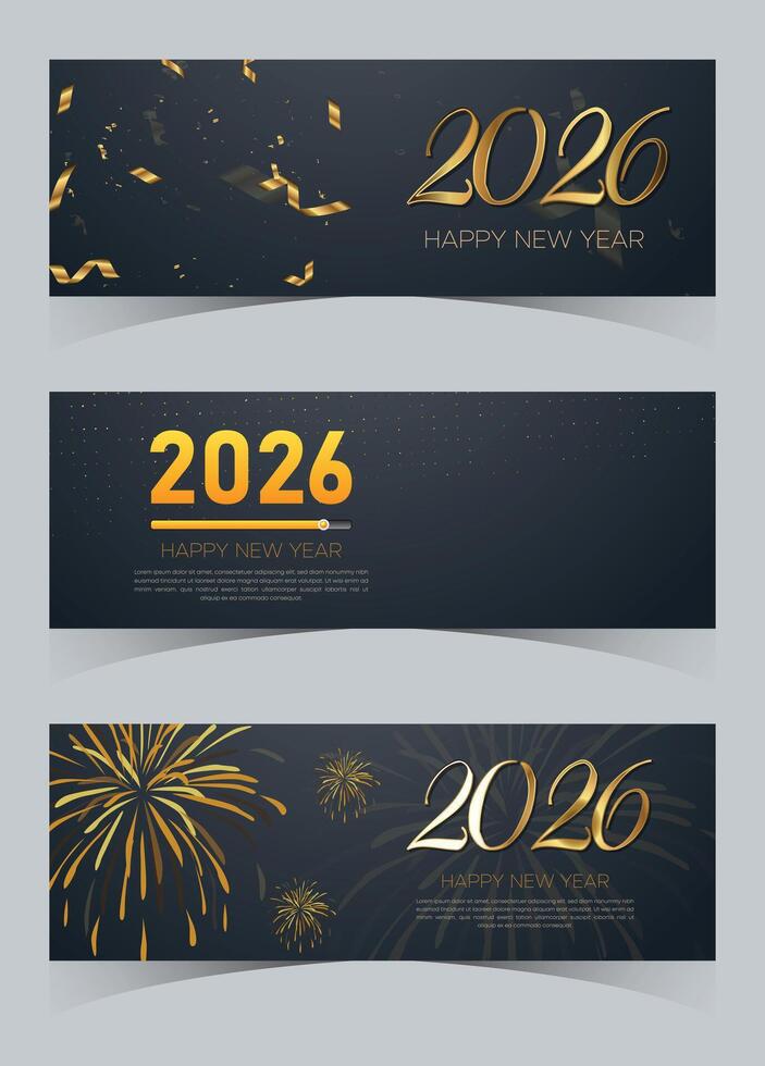 2026 Happy New Year banners vector