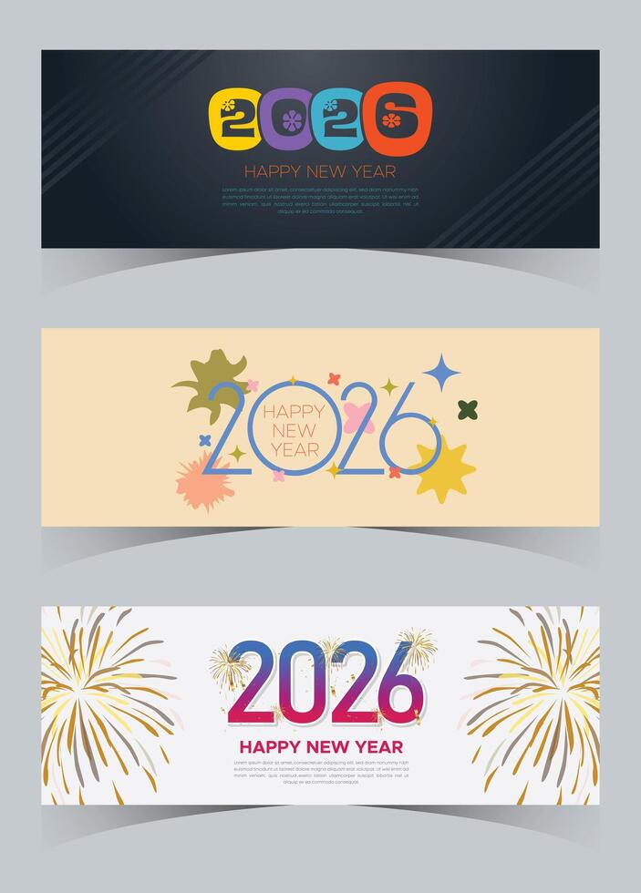 New Year 2026 festive banners vector