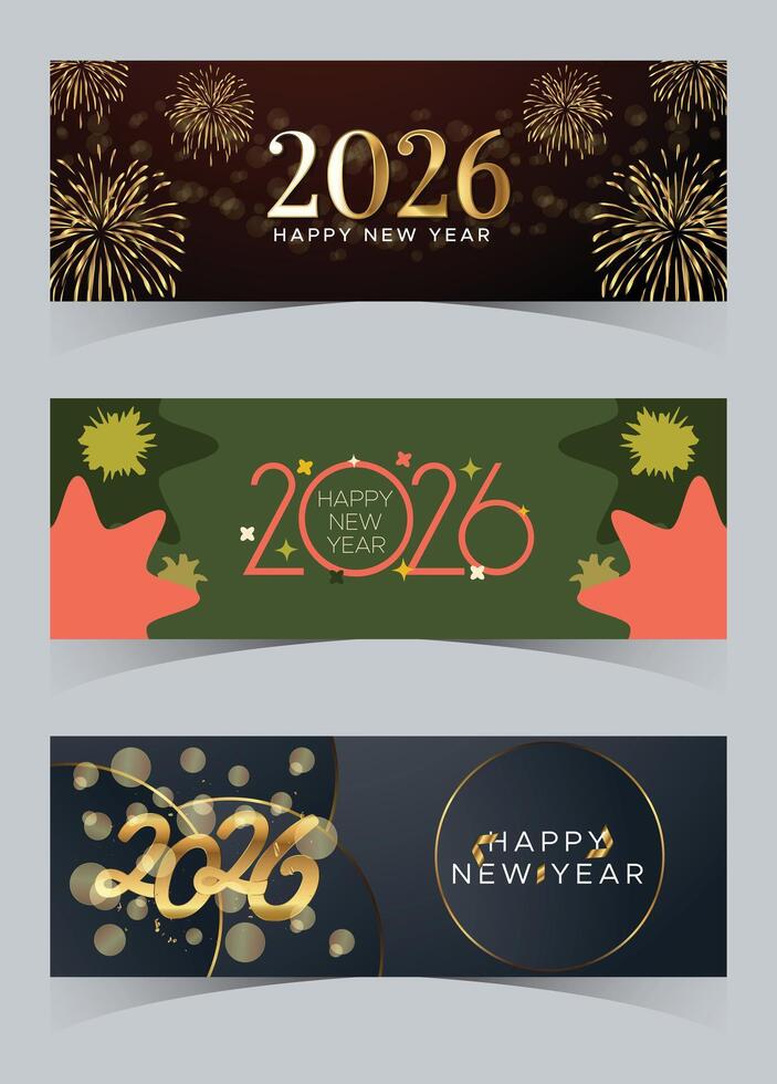 New Year 2026 celebration banners vector