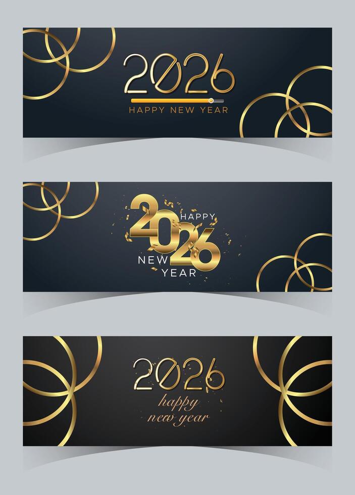 New Year 2026 celebration banners vector
