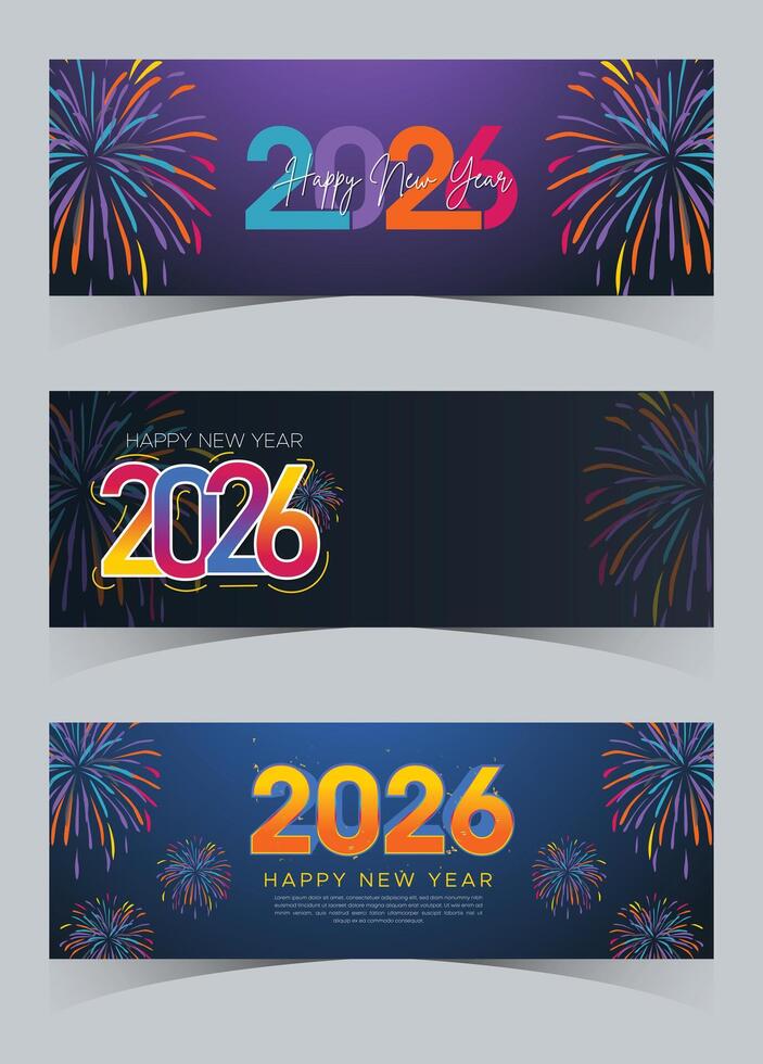 Happy New Year 2026 fireworks celebration vector