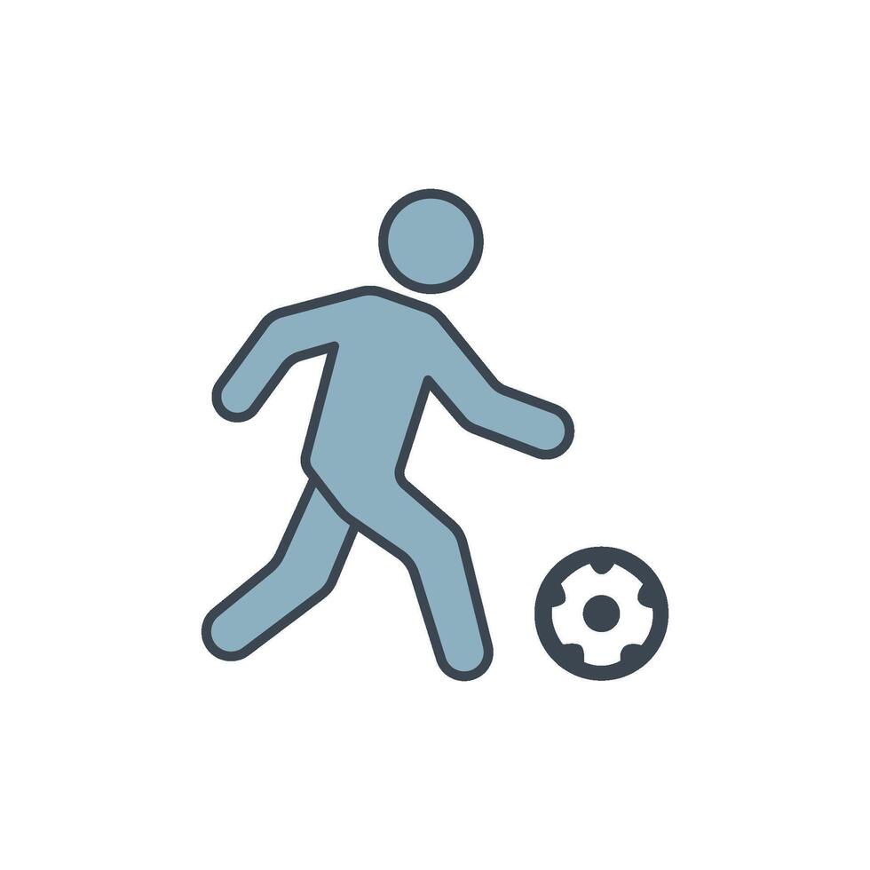 An icon of a soccer player in motion, dribbling the ball, illustrating skillful ball control. vector