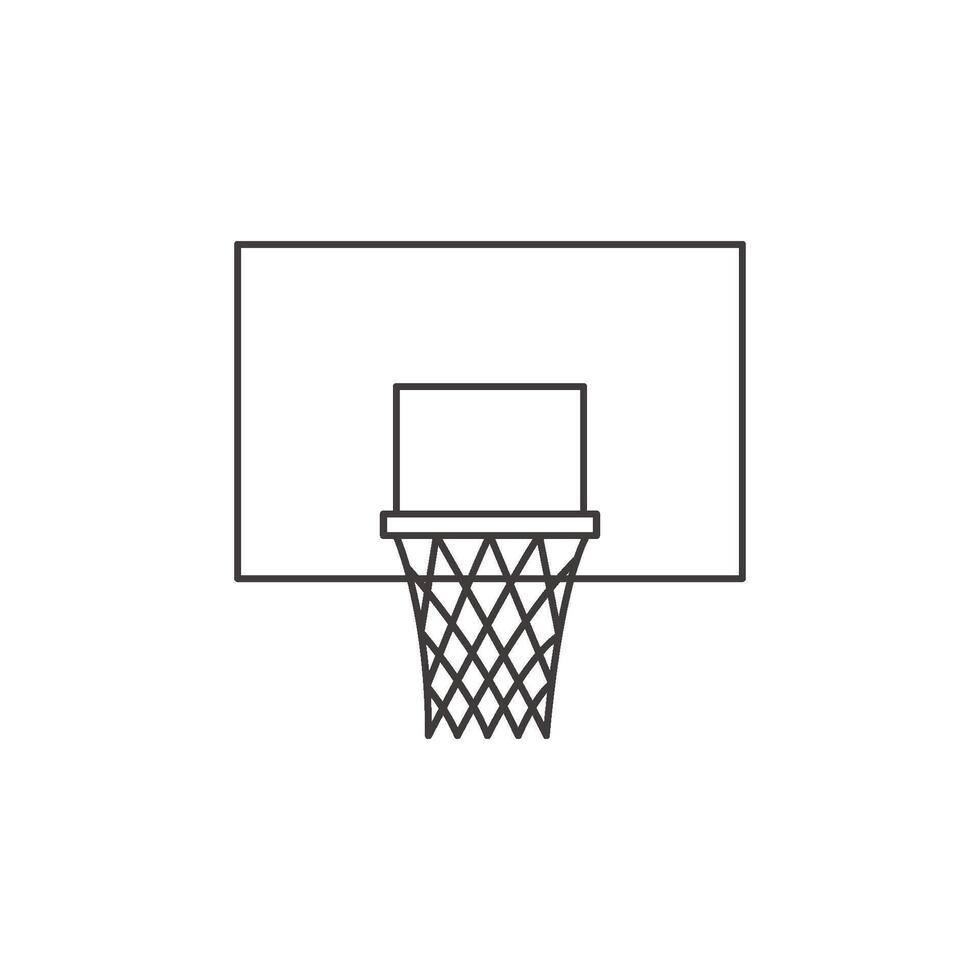An outline icon of a basketball hoop with a net, symbolizing scoring and the objective of the game. vector
