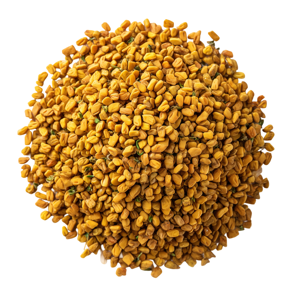 Heap of fenugreek seeds culinary spice ingredient food preparation isolated on transprint background png