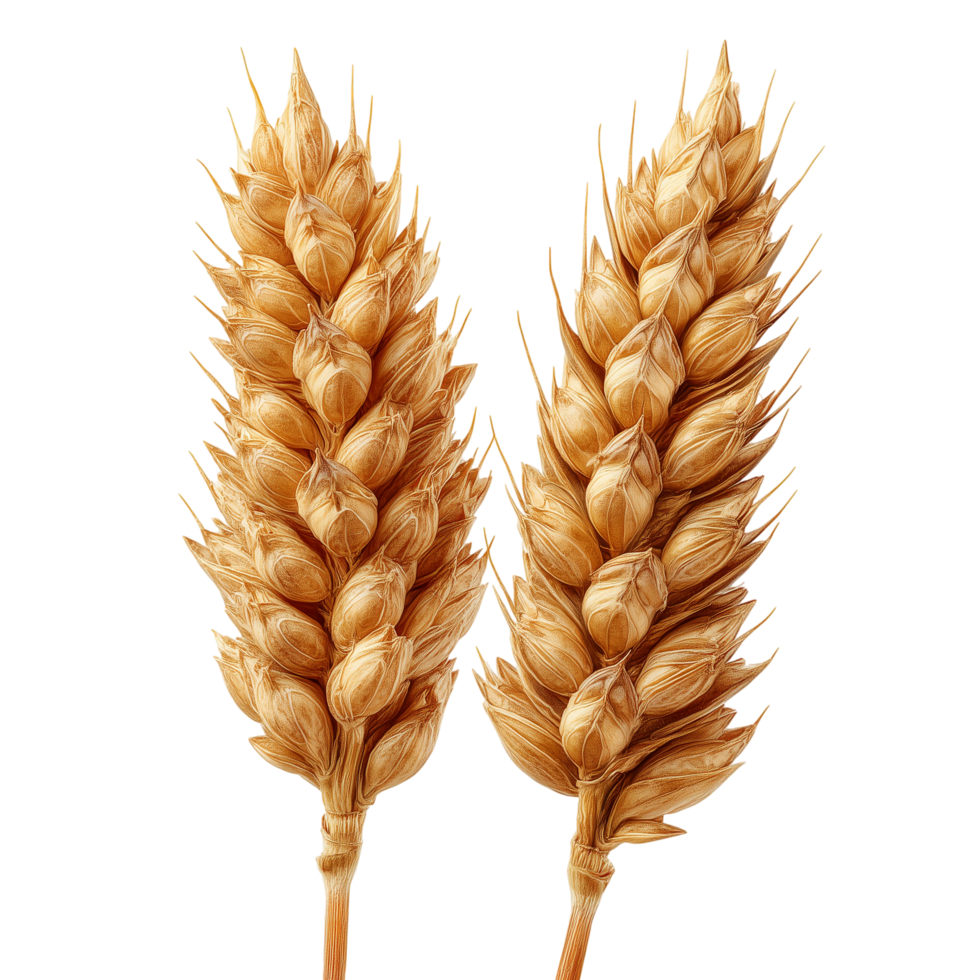 Golden wheat ears agriculture grain harvest food farm field crop bread isolated on transprint background png