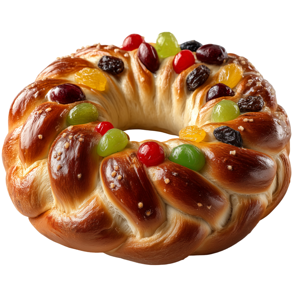 A braid of bread with fruit and nuts png