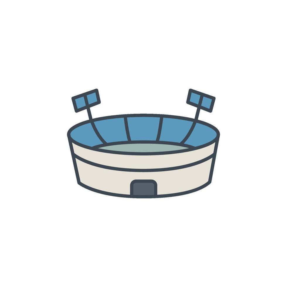 An icon of a soccer stadium with floodlights, symbolizing the venue for matches and large-scale events. vector