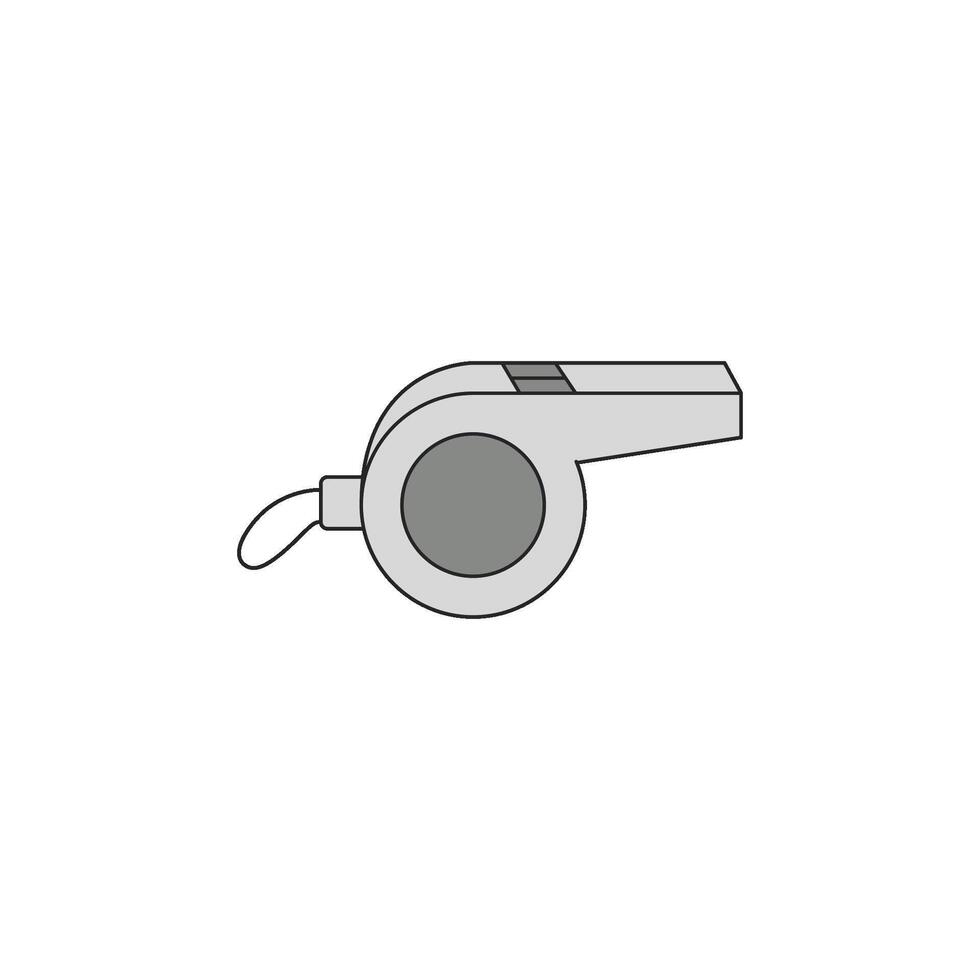 An icon of a referee's whistle, presented in a flat design style, representing control, signals, and game management. vector