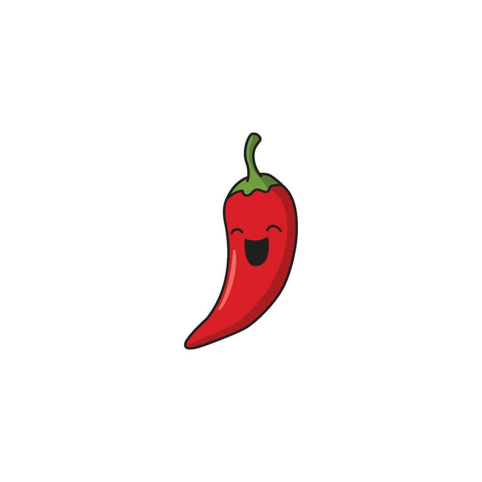 An icon of a cute cartoon red chili pepper with a happy smile, suggesting a spicy yet friendly character. vector