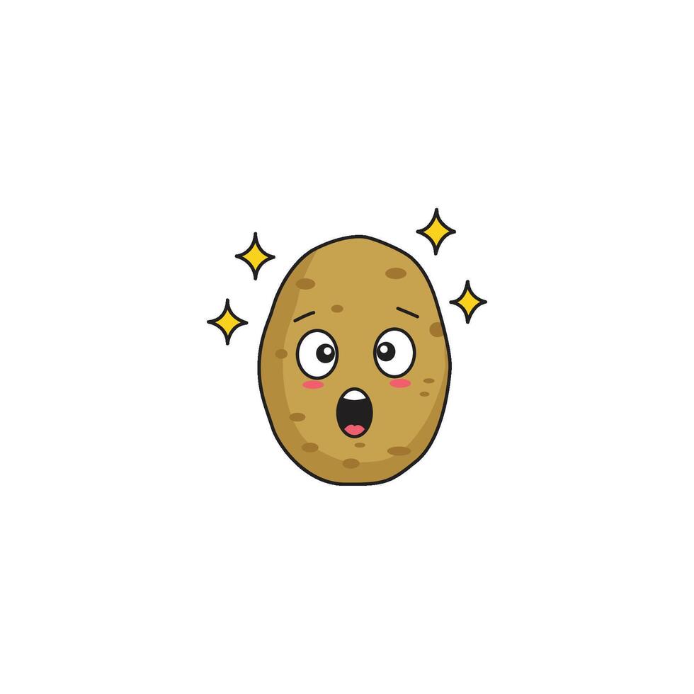 An icon of a cute cartoon potato with wide-open eyes and mouth, depicting extreme shock or surprise. vector