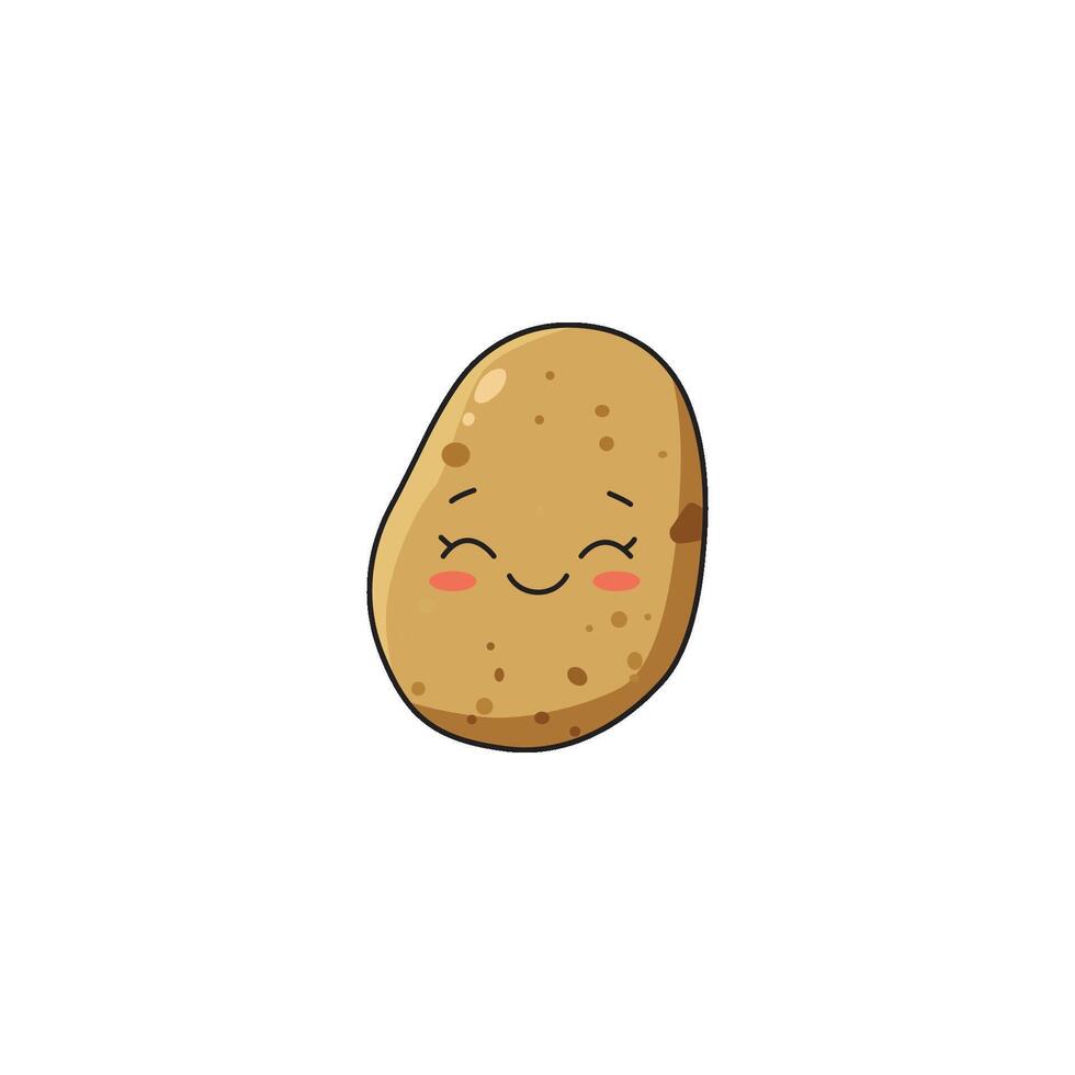 An icon of a cute cartoon potato with a relaxed, contented smile and half-closed eyes, suggesting peace and satisfaction. vector