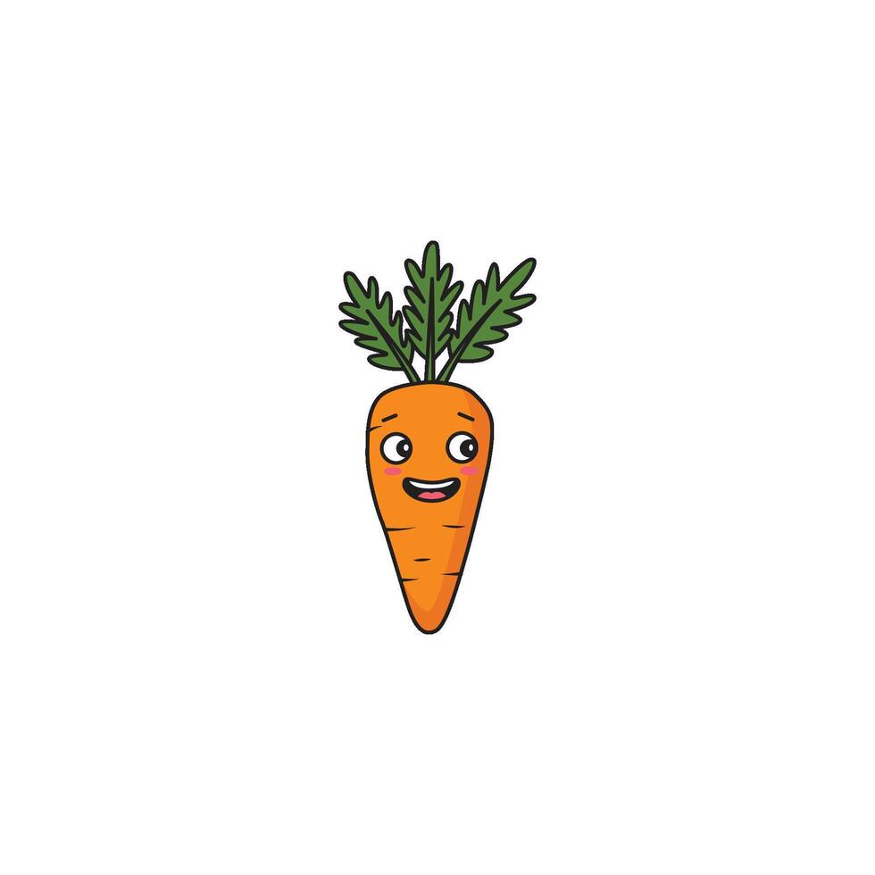 An icon of a cute cartoon carrot with a cheerful, open-mouthed smile, exuding joy and optimism. vector