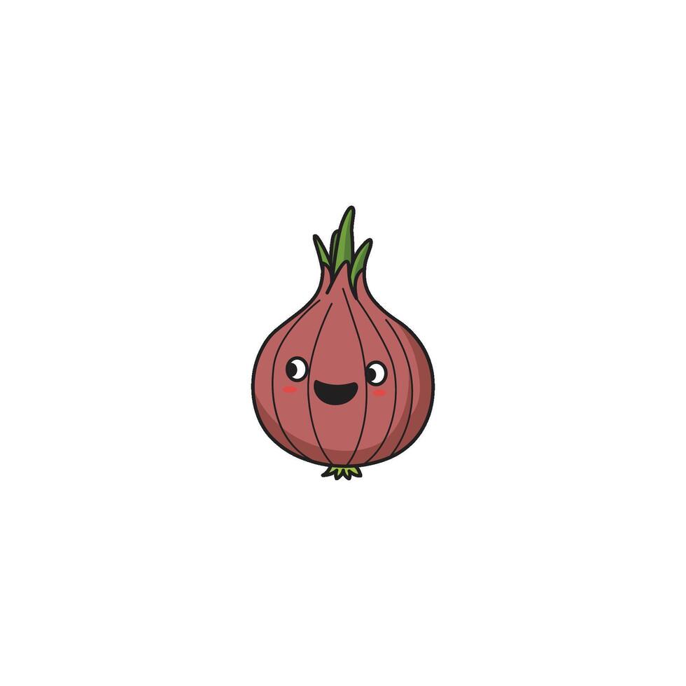 An icon of a cute cartoon purple onion with a winking eye and a slight smirk, symbolizing a pungent yet charming character. vector