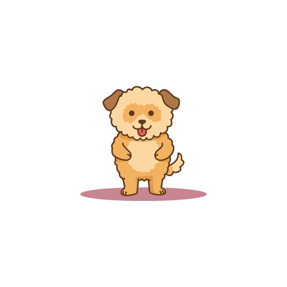 An icon of a cute cartoon puppy with a very fluffy texture, emphasizing its softness and adorable appearance. vector