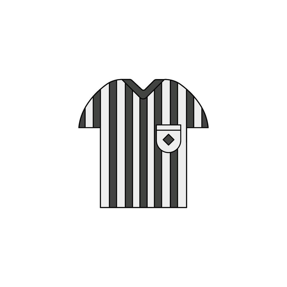 An icon of a black and white striped referee jersey, symbolizing rules, officiating, and fair play in a soccer match. vector