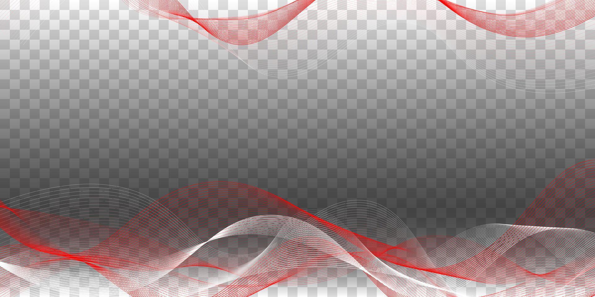 Waving smoked lines background in transparent design. isolated waving red white lines background for national day design. Indonesia independence day vector