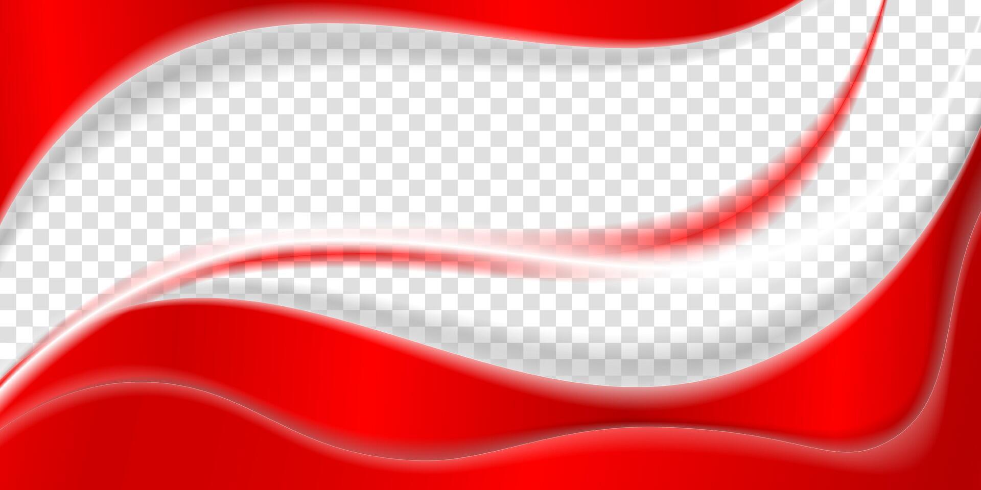 Waving red shape and shiny red white line in transparent design. indonesia independence day template. red white isolated background design vector