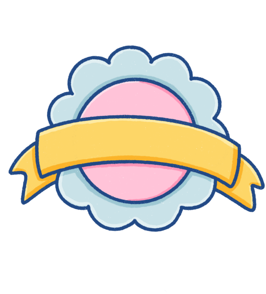 Flower Badge with Ribbon png