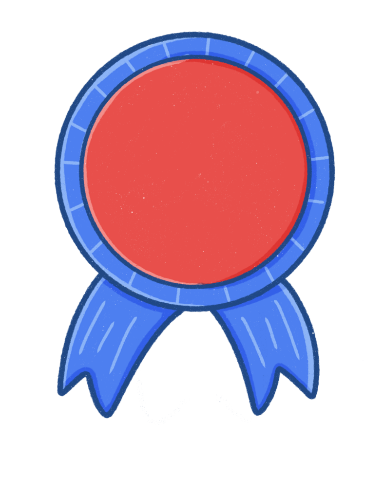 Cute Badge with Ribbon Illustration for champion png