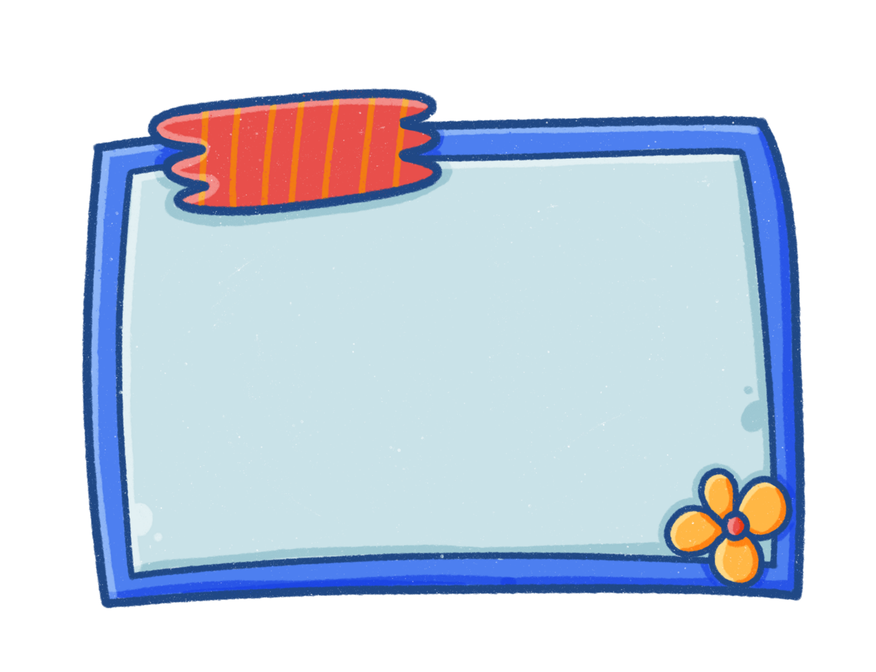 Cartoon Blue Frame with Tape and Flower png