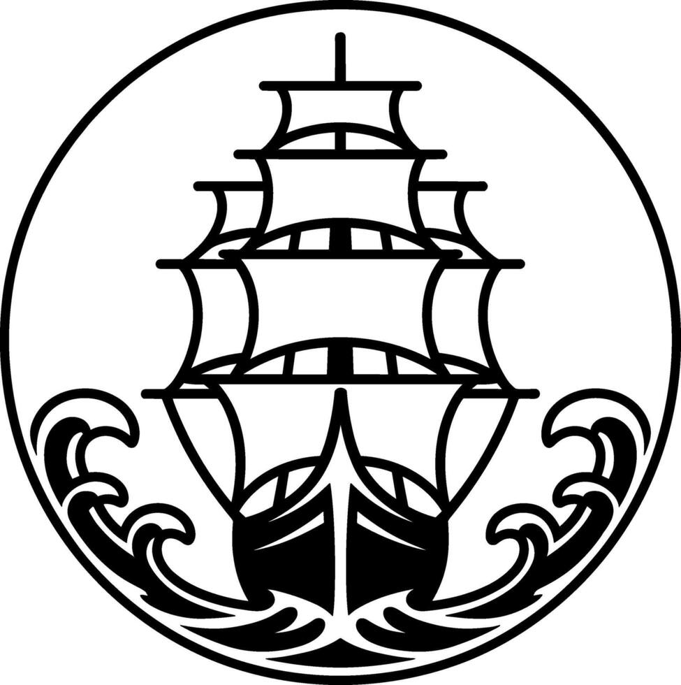 Vintage Nautical Sailing Ship Emblem vector