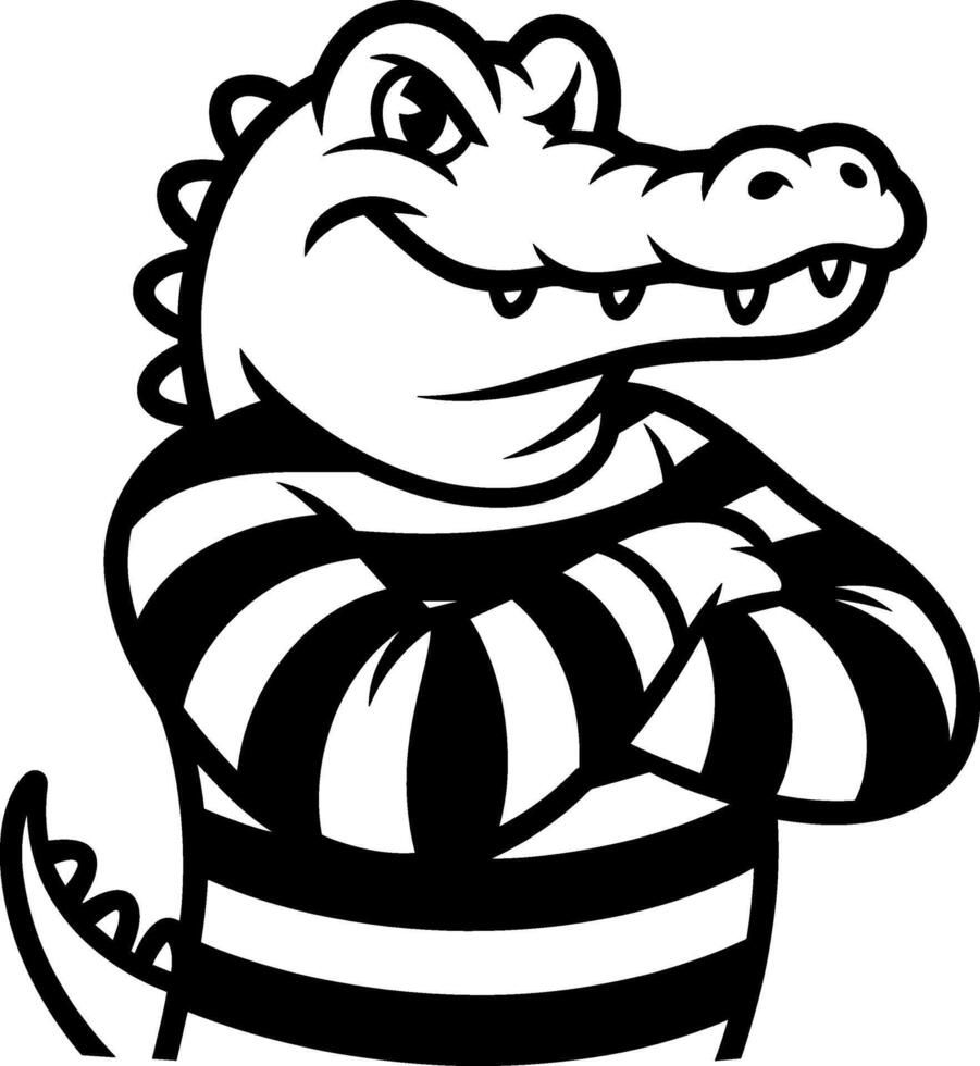 Funny Alligator in Prison Stripes Illustration vector