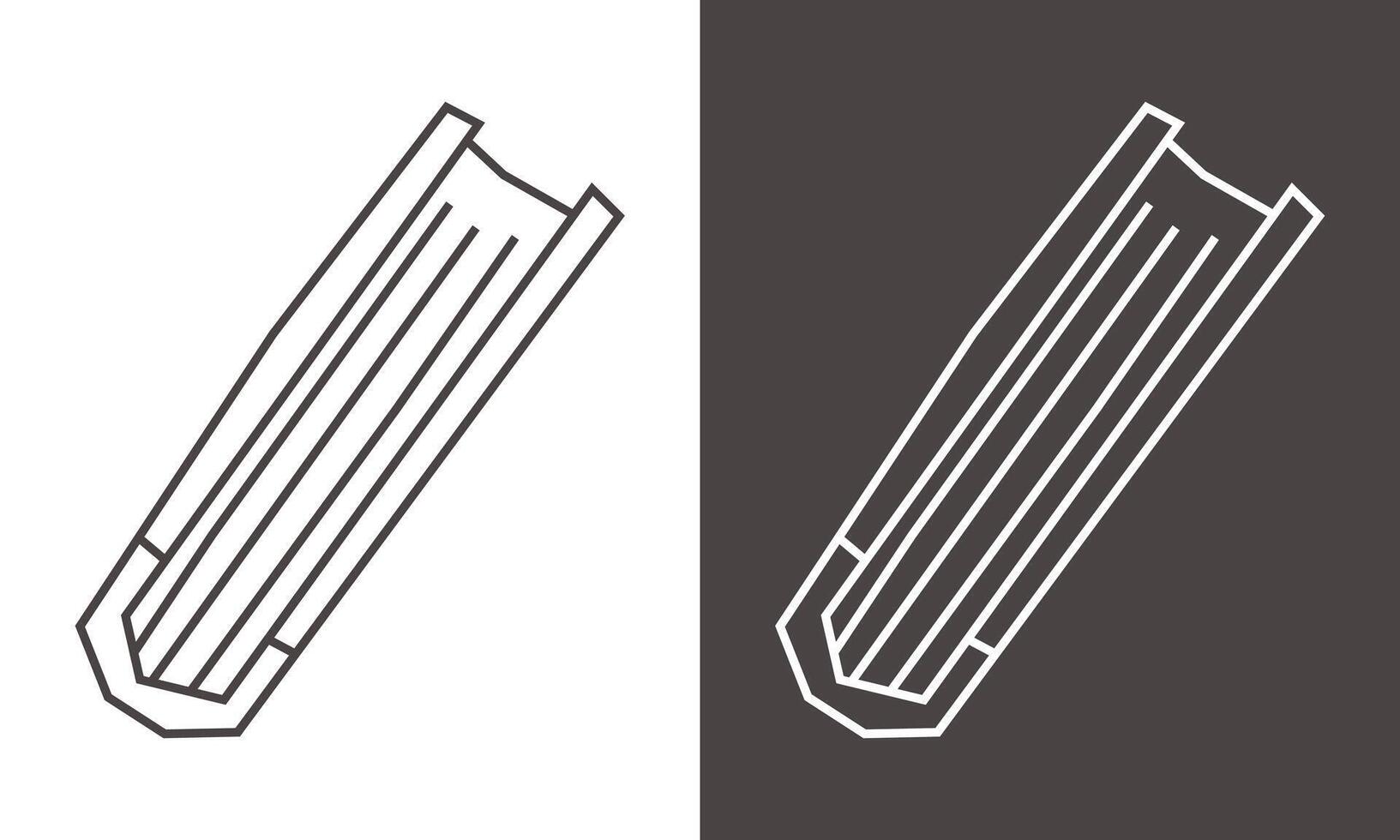 Stack of Books Icon in Black Line Art and White Line Art Cutout Style vector
