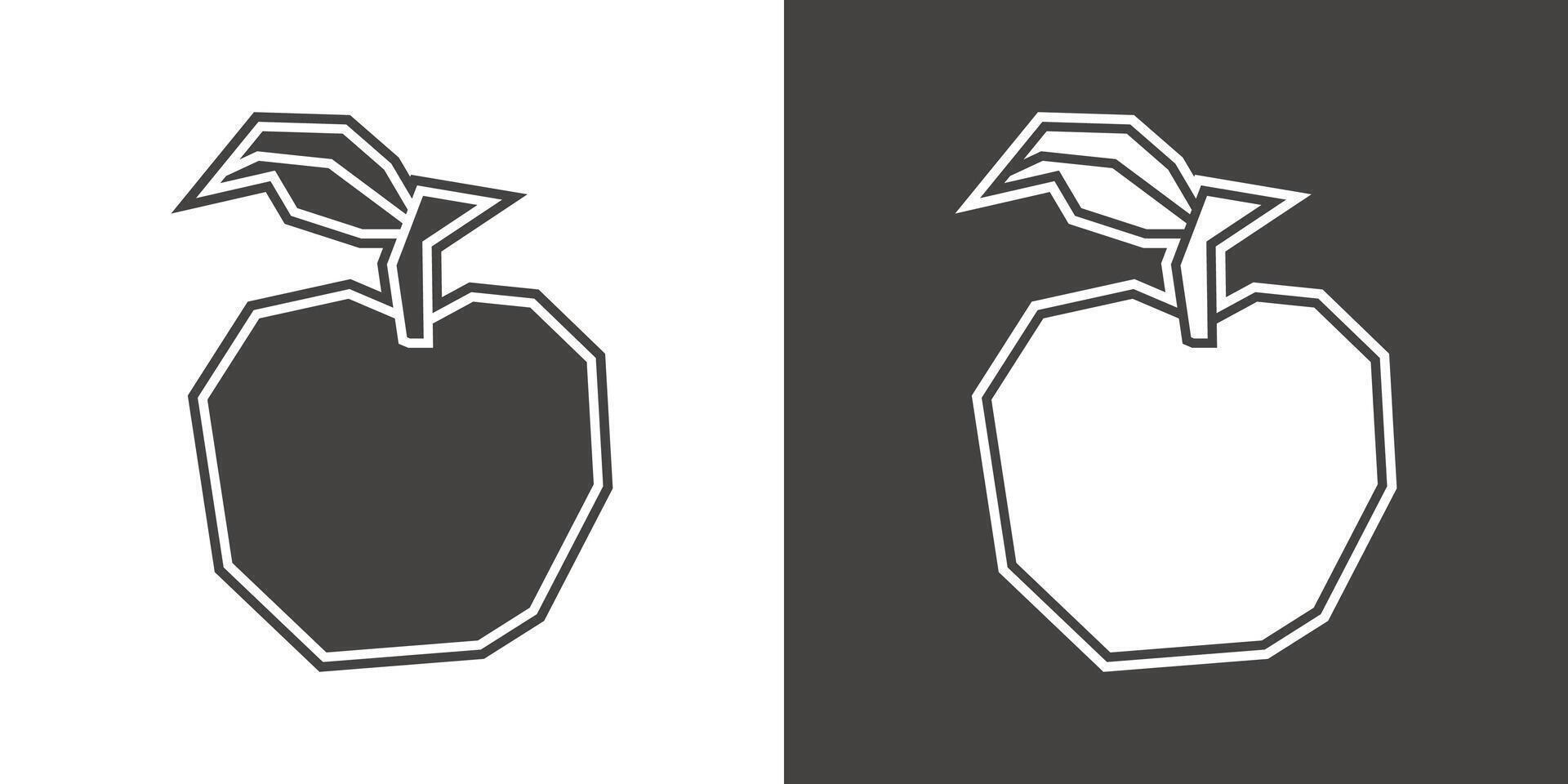 Apple Icon in Black Filled and White Filled Cutout Style vector