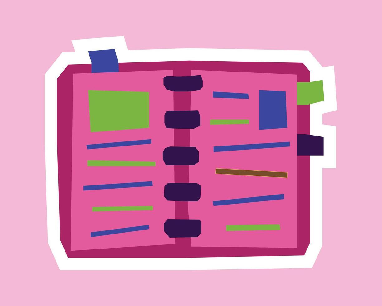 Minimal Notebook Sticker with Flat Soft Color Palette in Cutout Style vector