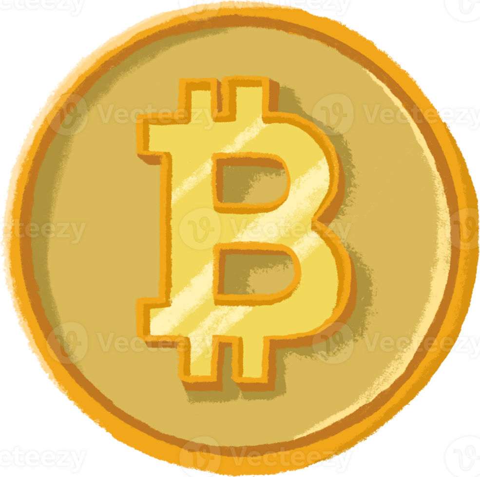 Illustration of a Bitcoin Cryptocurrency Coin png