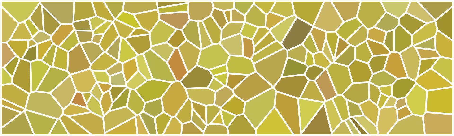 An abstract mosaic pattern with irregular yellow and brown polygonal shapes outlined in white, resembling stained glass. vector