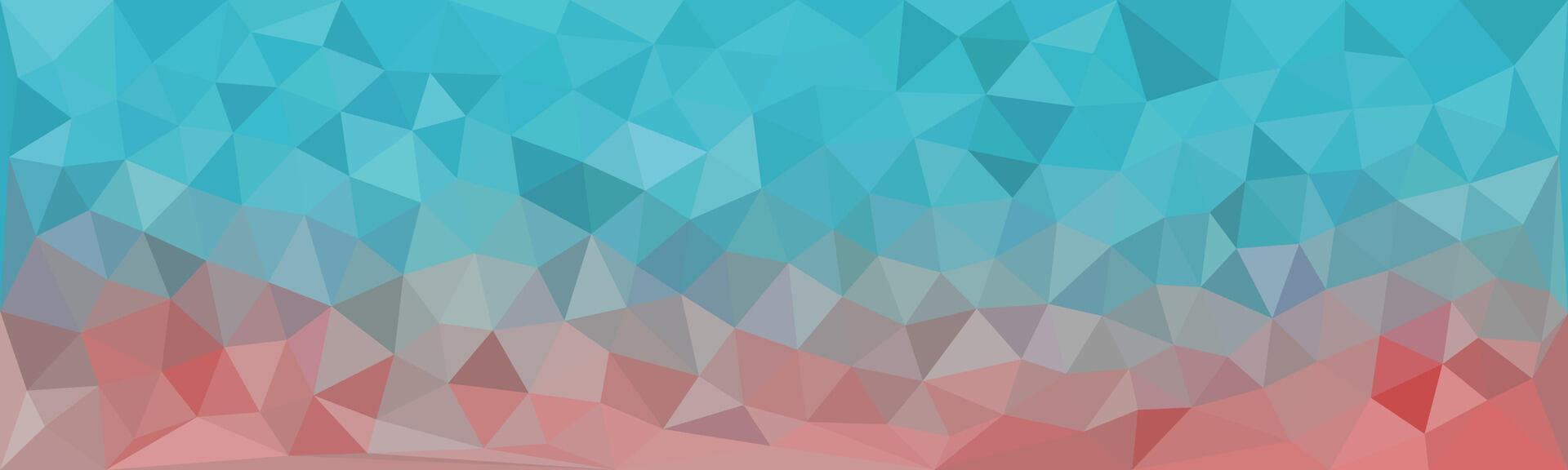Abstract polygon background with a gradient of blue to red tones, forming a low poly geometric pattern with soft transitions. vector