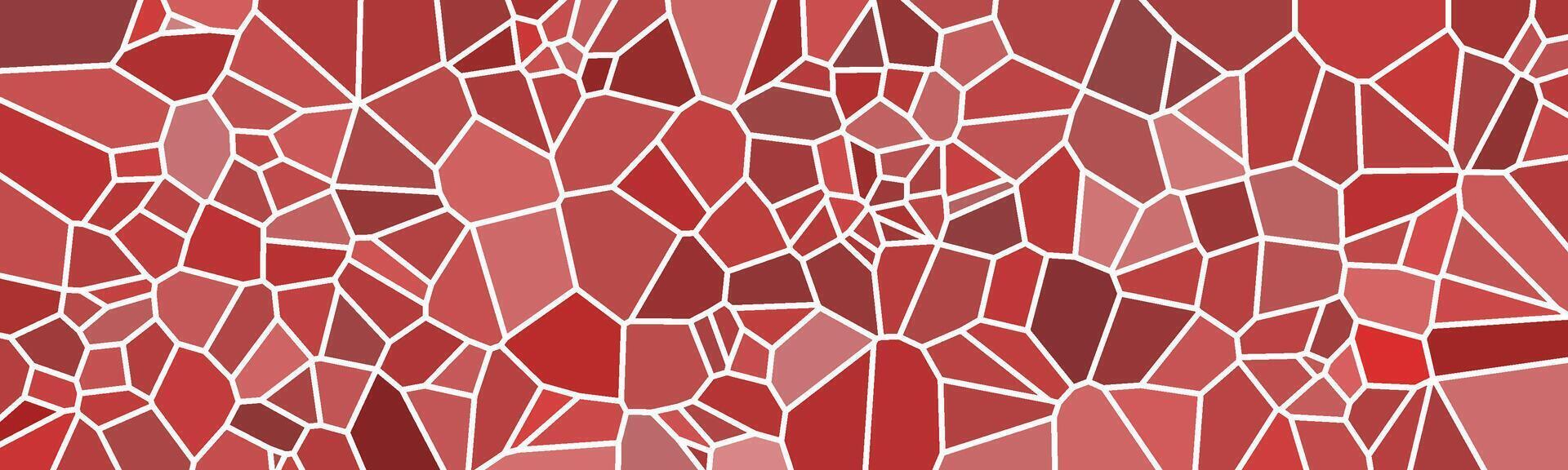 Abstract red mosaic pattern with irregular geometric shapes and white outlines, creating a dynamic and artistic stained-glass effect. vector