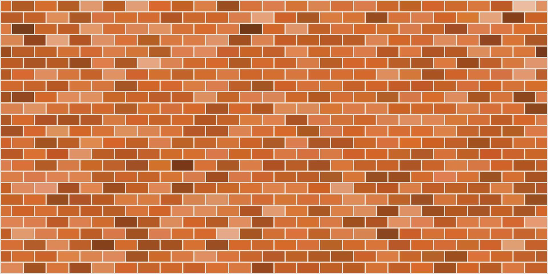 A red brick wall pattern with varying shades of orange and brown bricks, arranged in a horizontal, repetitive layout for a classic and sturdy look. vector