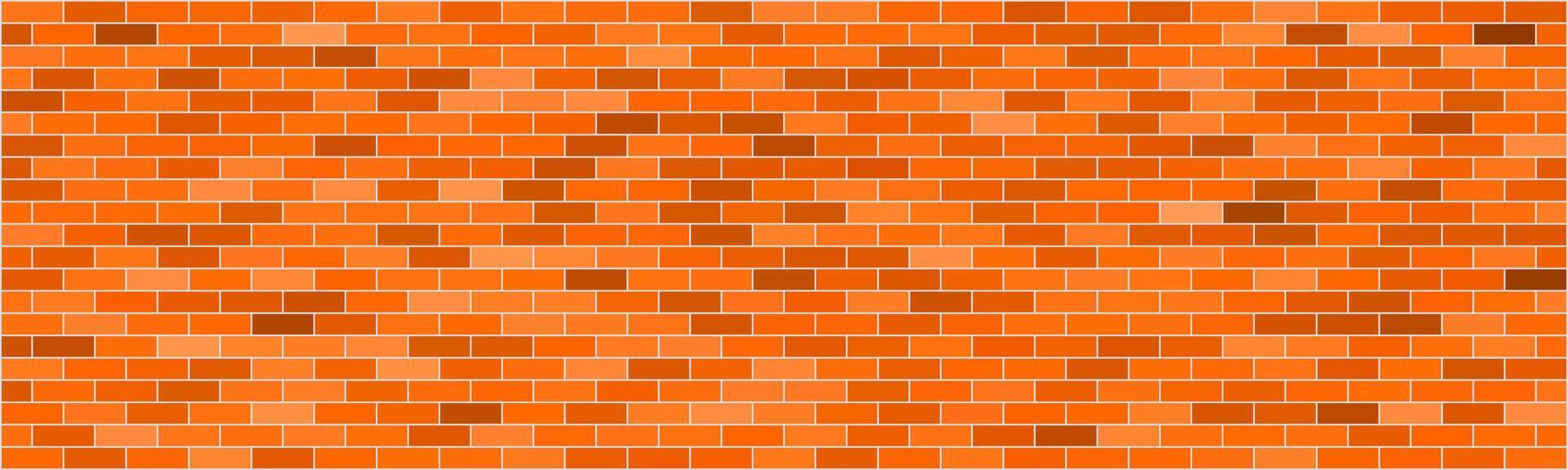 A pattern of orange brick wall with slight color variations, arranged in a uniform horizontal layout, creating a classic and structured architectural texture. vector