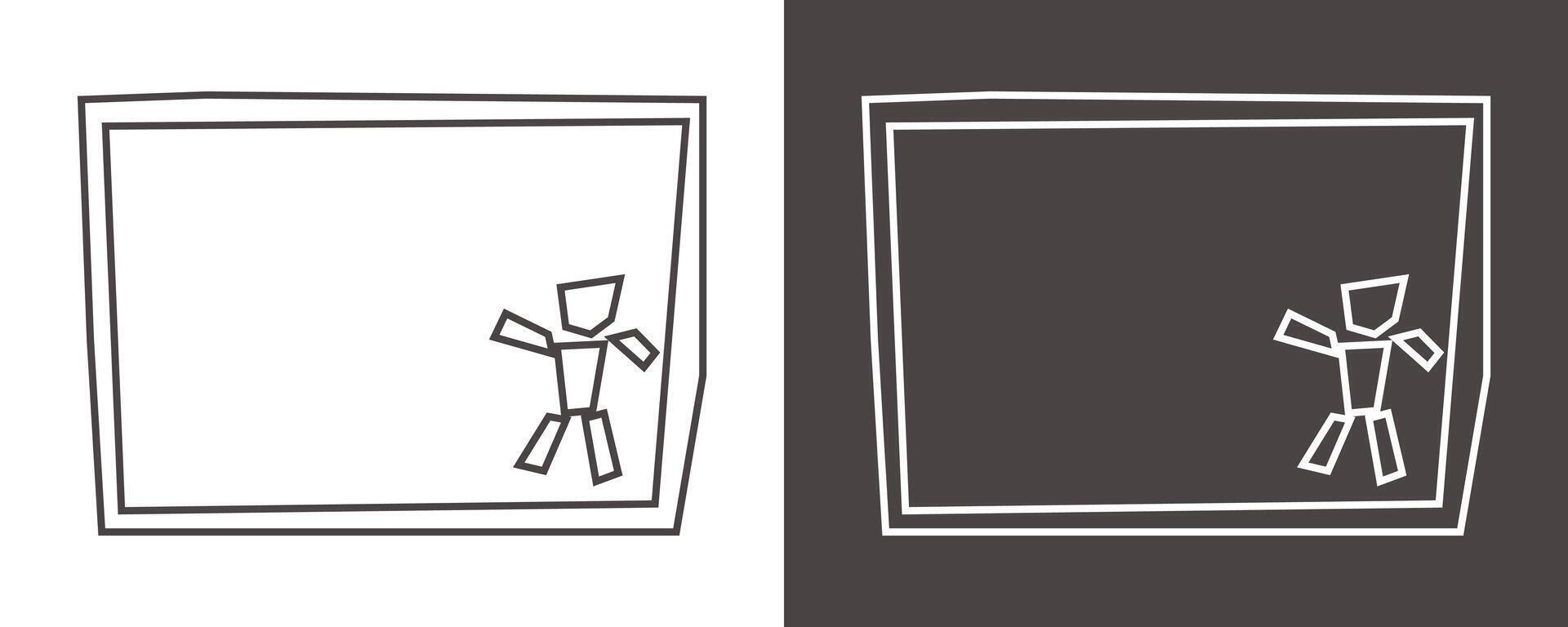 Writing Board Icon in Black Line Art and White Line Art Cutout Style vector
