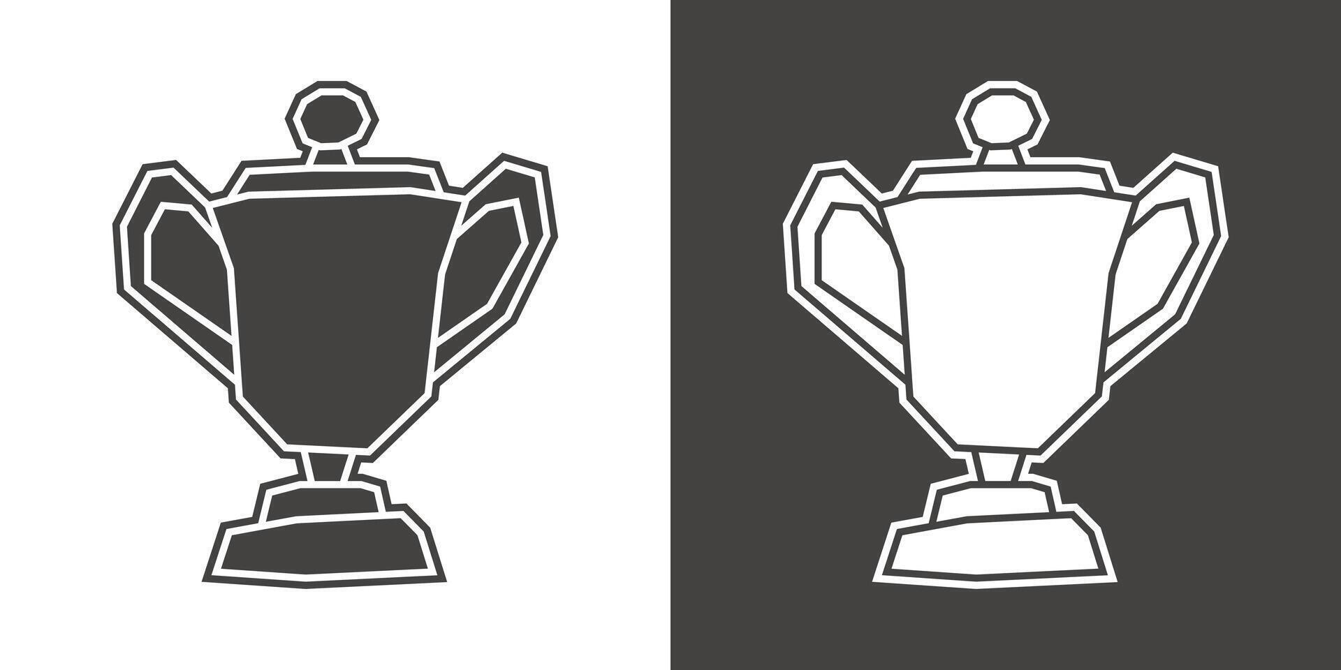 Trophy Icon in Black Filled and White Filled Cutout Style vector