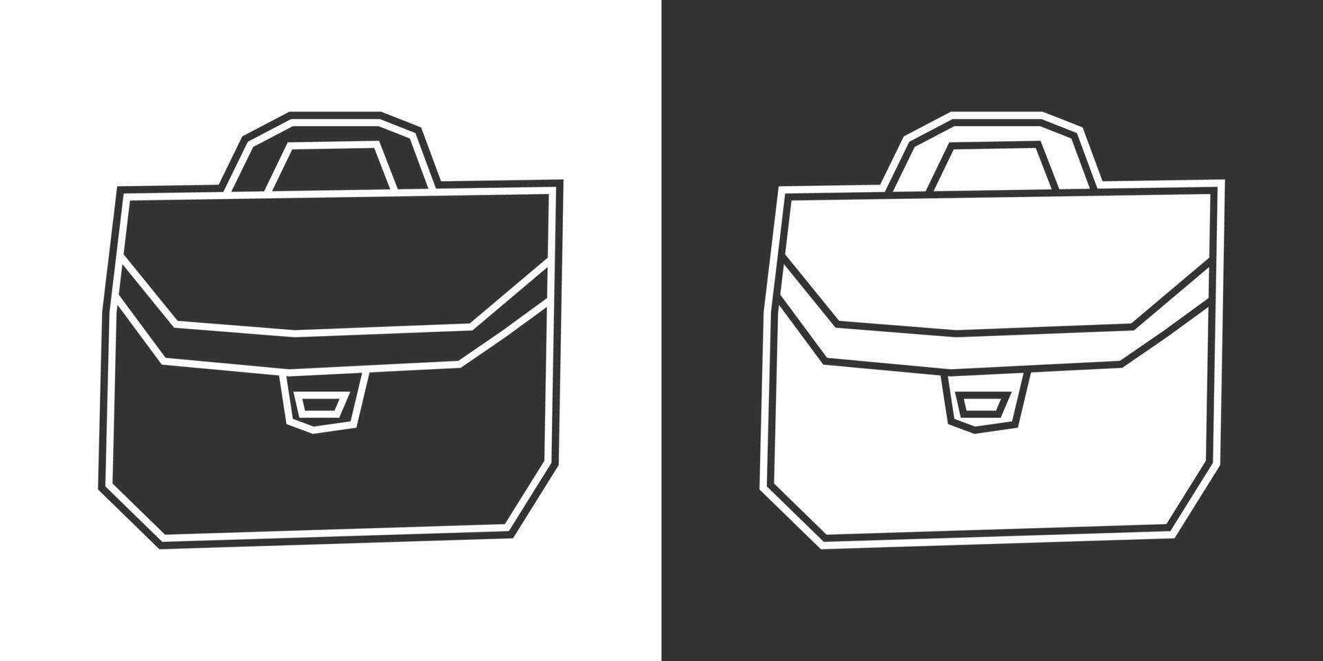 Briefcase Icon in Black Filled and White Filled Cutout Style vector