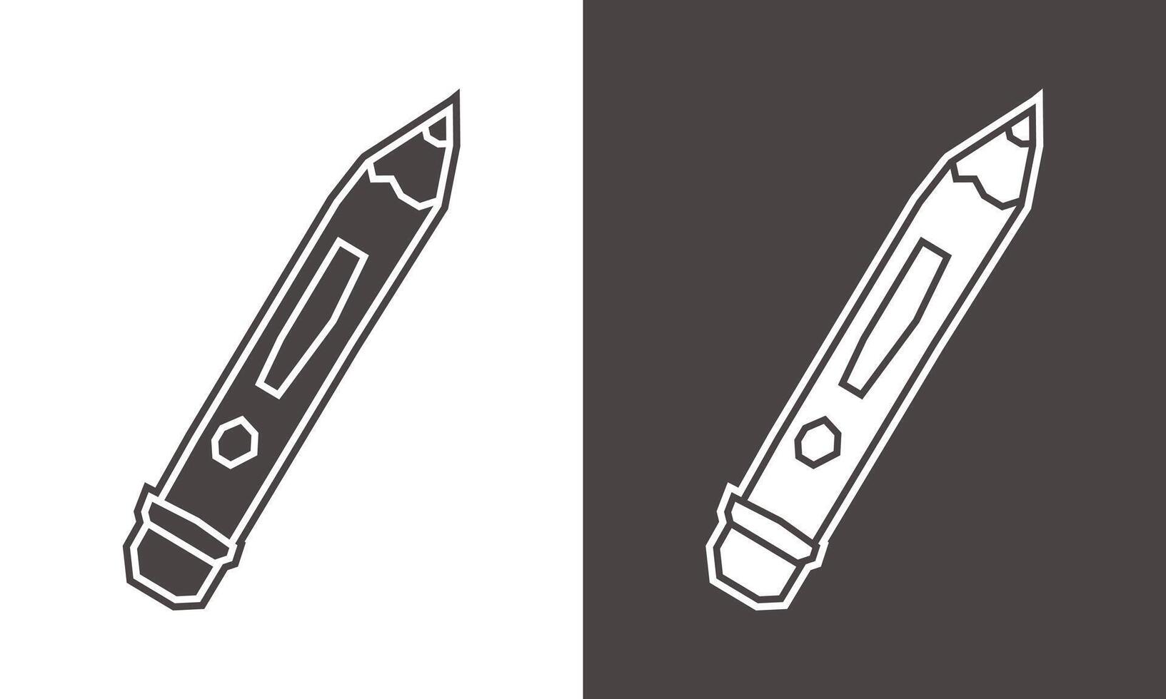 Pencil Icon in Black Filled and White Filled Cutout Style vector