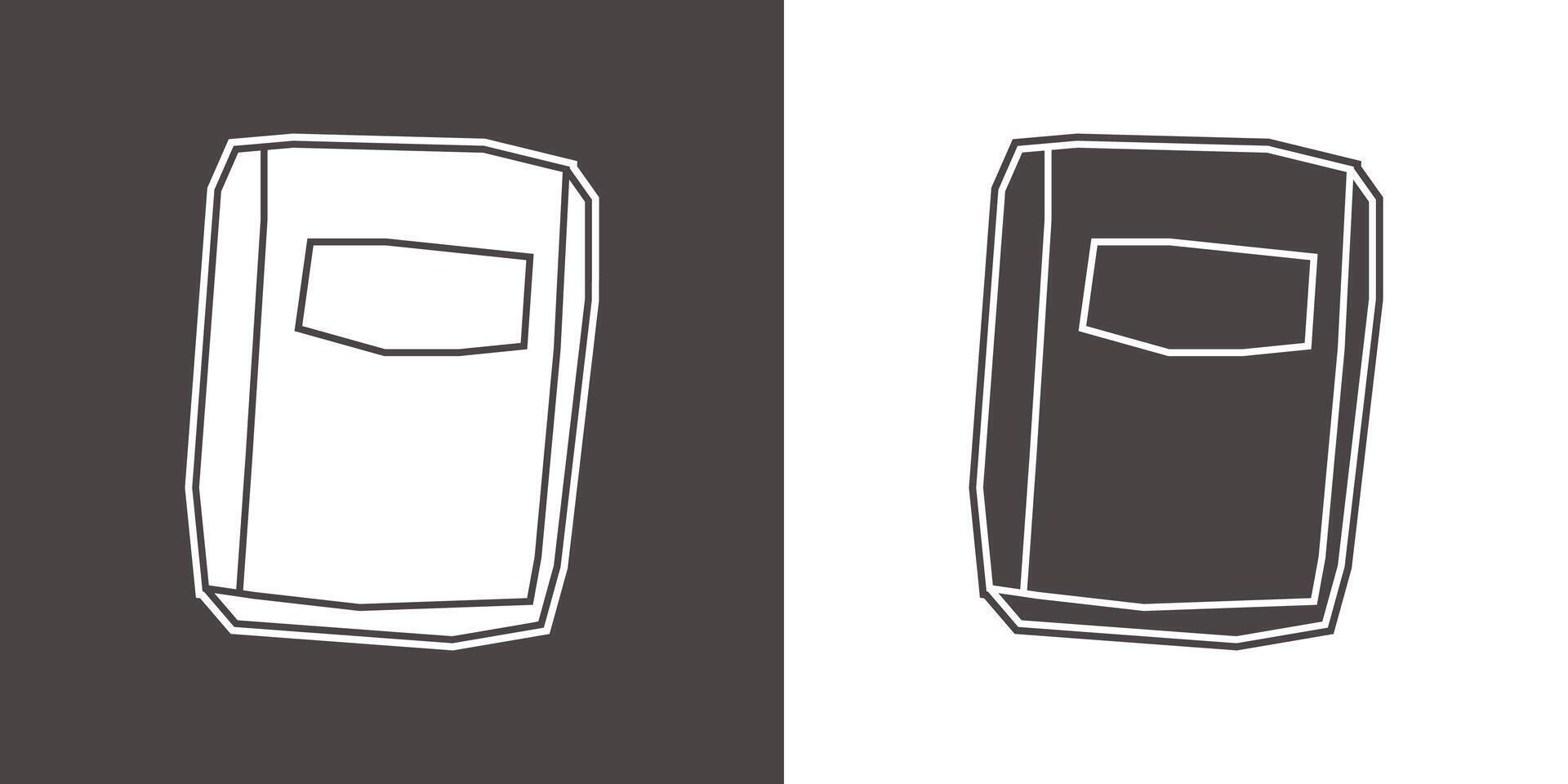 Simple and Minimal Notebook Icon in Black Filled and White Filled Cutout Style vector